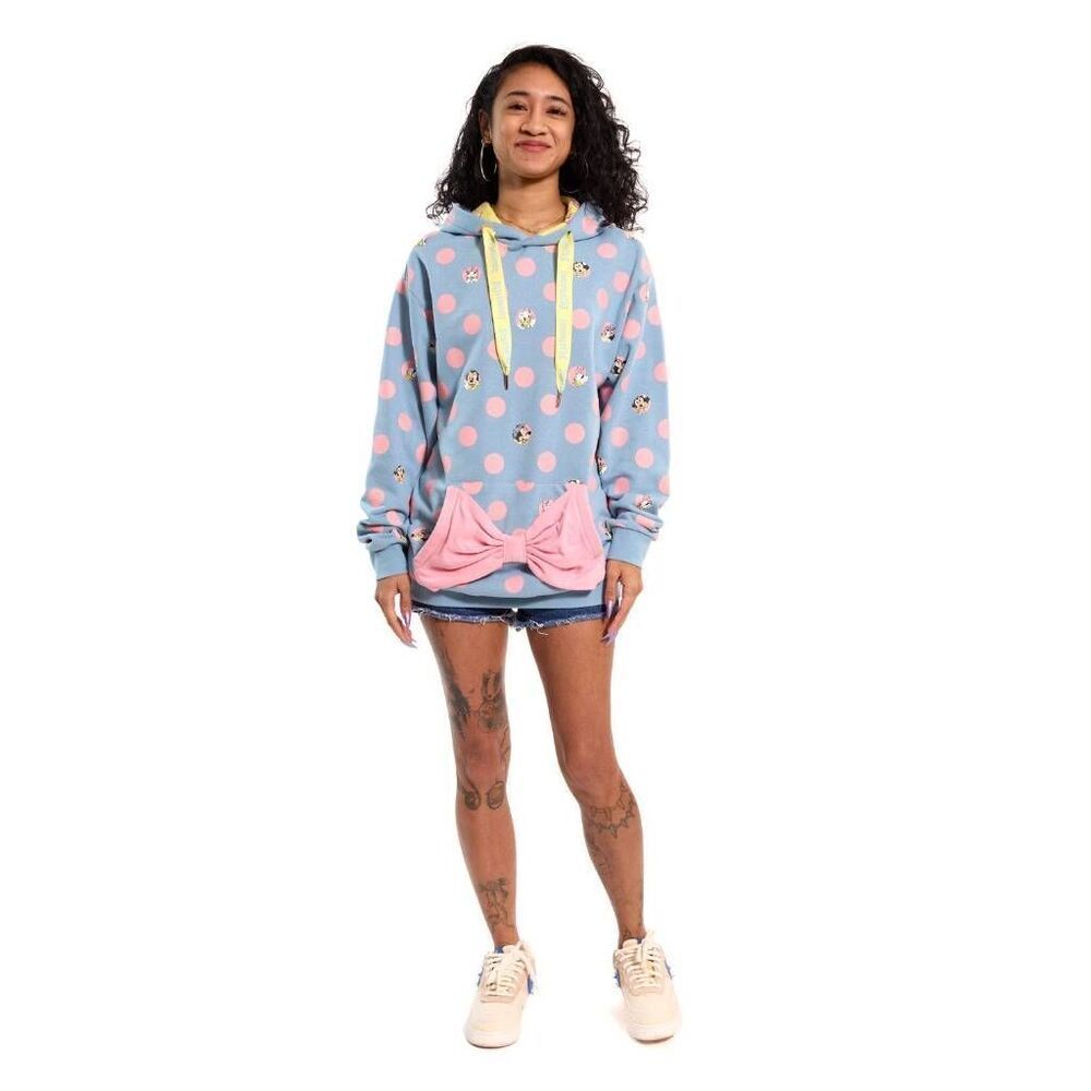 NWT Loungefly Disney Minnie Mouse Medium Pastel Polka Dots French Terry Hoodie - Picture 3 of 15